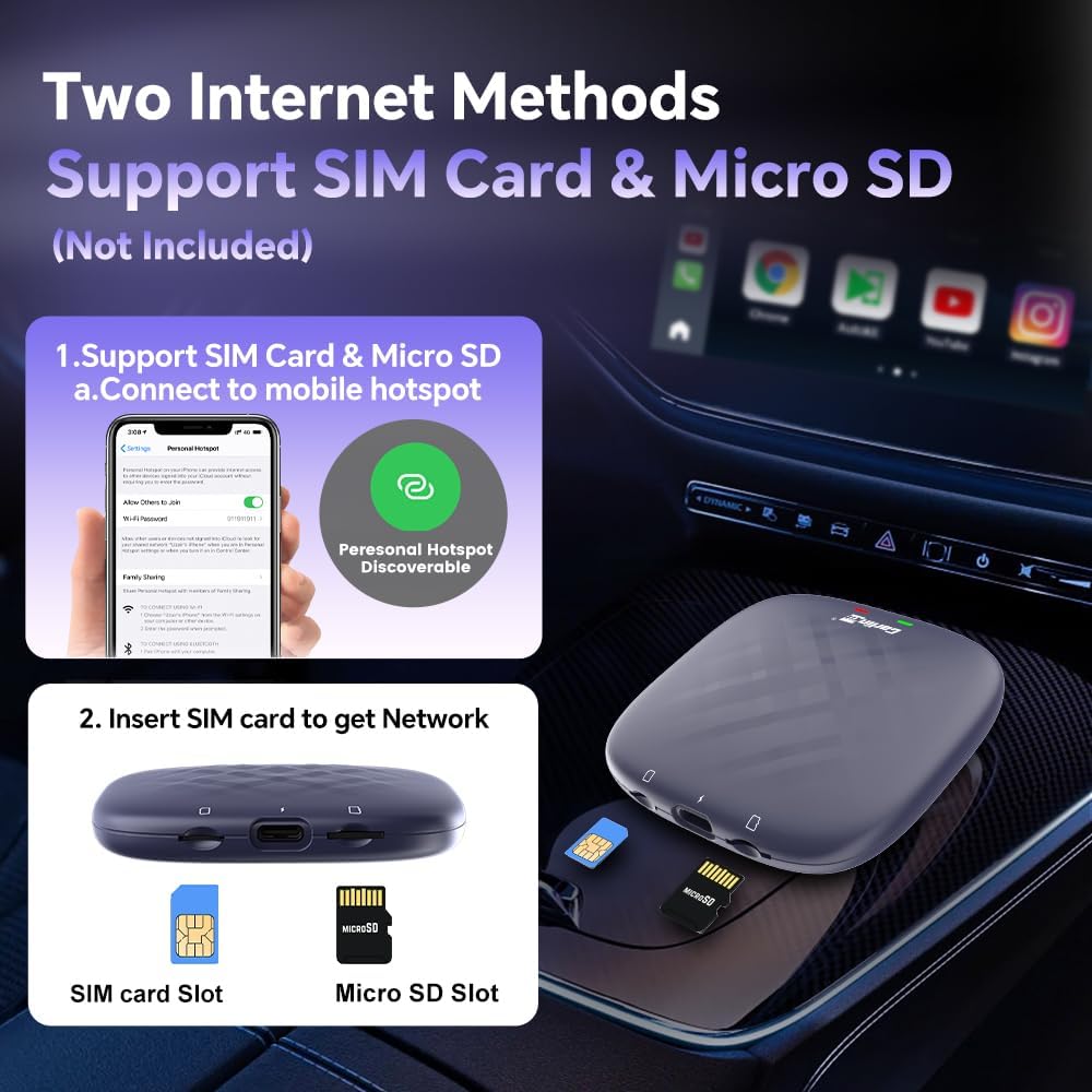 Carlinkit CarPlay AI Box Android 13.0 Wireless CarPlay & Android Auto Adapter, Compatible with Netflix/YouTube/TIK Tok/TF Card, Plug & Play for Cars Equipped with OEM Wired CarPlay 8-Core (8G+128G)