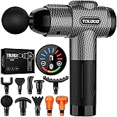 TOLOCO Massage Gun, Deep Tissue Back Massage for Athletes for Pain Relief, Percussion Massager with 10 Massages Heads & Silent Brushless Motor, Mothers Day Gifts, Black