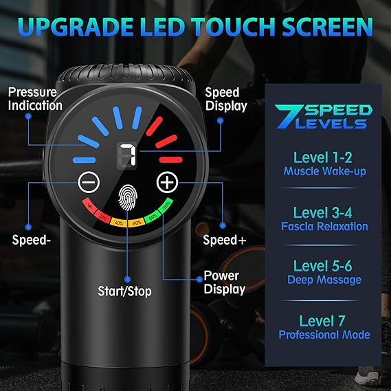 TOLOCO Massage Gun, Deep Tissue Back Massage for Athletes for Pain Relief, Percussion Massager with 10 Massages Heads & Silent Brushless Motor, Mothers Day Gifts, Black