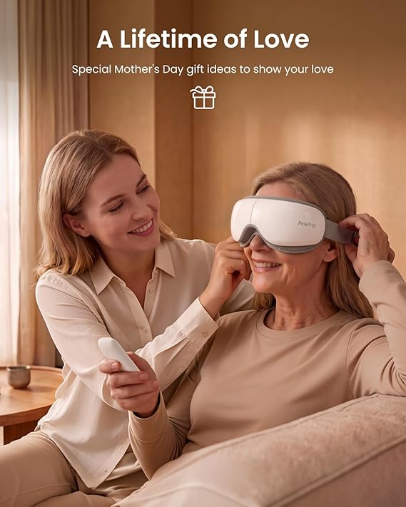 RENPHO Eye Massager with Heat, Mothers Day Birthday Gifts for Mom, Women, Her, Wife, FSA Eligible HSA Items Lists, Sleep Mask with Remote Compress, Head Massager for Migraine Relief Stye Eye Eyeris 1